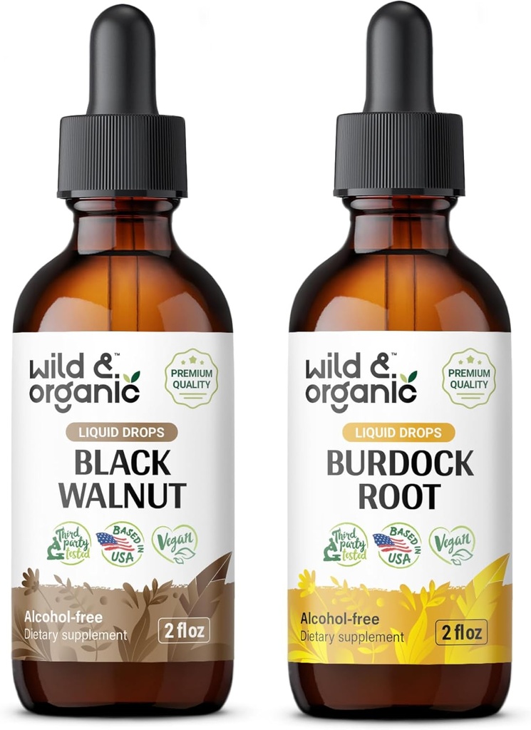 Wild & Organic Black Noce Tincture 2 fl oz & Burdock Root Tincture 2 fl oz