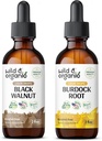 Wild & Organic Black Walnut Tinture 2 fl oz & Burdock Root Tinte 2 fl oz