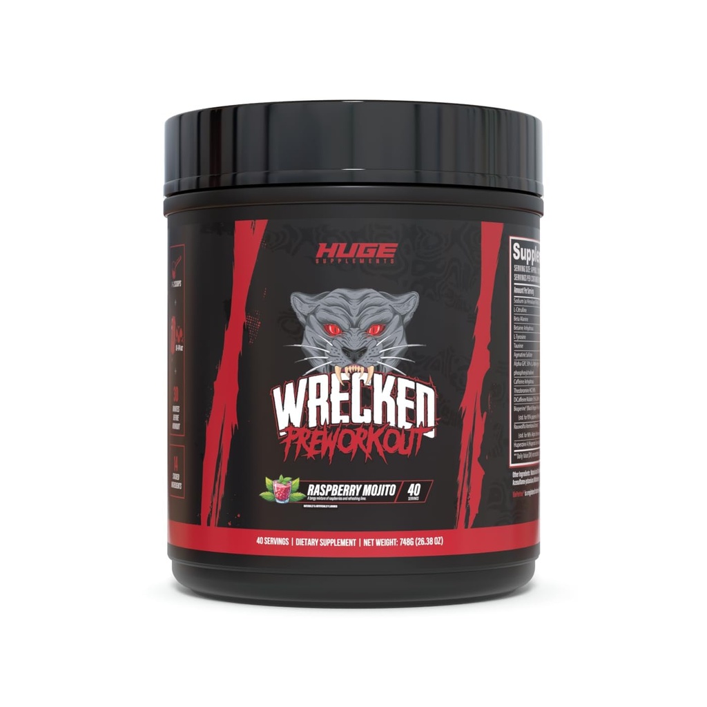 Wrecked Pre Workout, Advanced Formula, Boosts Energy, Focus, Pumps & Performance, 10g L-Citrulline, 6.4g Beta Alanine, 5g Tyrosine, 1g Alpha GPC, 375mg Fast-Acting Caffeine & More