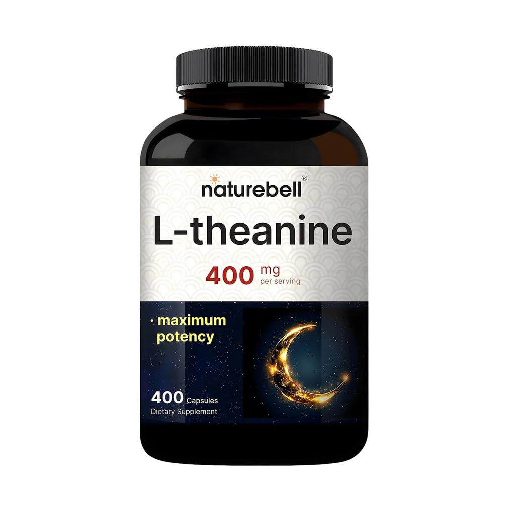 NatureBell L-Theanin Supplement - 400 Kapseln - 400mg Max Potency Amino Acid Support - für Entspannung, Ruhe und Fokus - nicht schläfrige Freiformel *