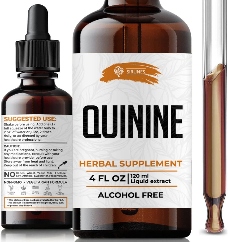 SIRUNES Quinine Tincture Extract Quinine getrocknete Bark Kräuterergänzung Quinine Immunsystem Unterstützung Cinchona Bark Flüssigkeitstropfen Alkohol und Gluten Free-4 fl Oz