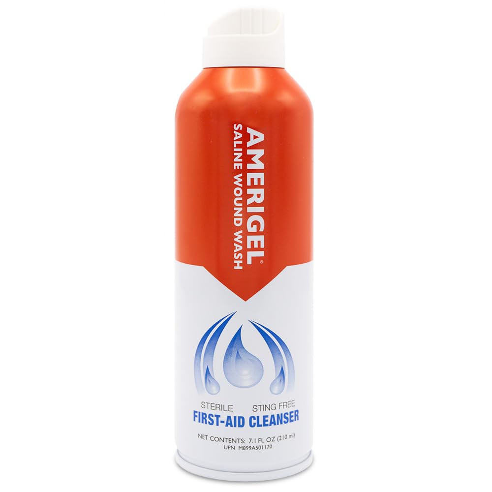 AMERIGEL - Laver les plaies salines - Solution de nettoyage des premiers soins - Soins avancés de la peau et des plaies - 7.1 Oz.