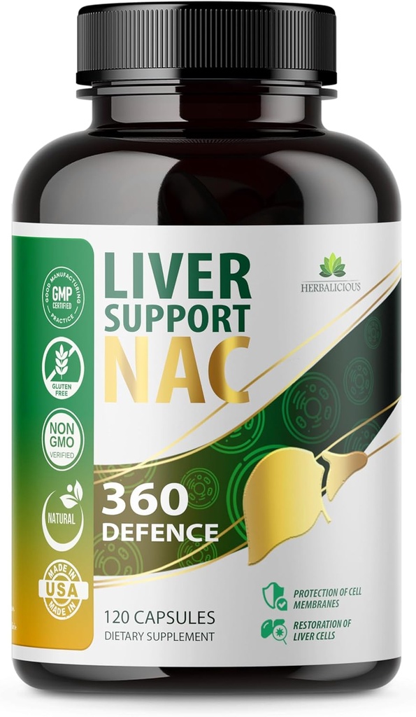Supporto del fegato NAC 360 capsule di difesa – Detox del fegato con NAC, cardo del latte, radice del dente di leone, curcuma, colina, zinco e Chanca Piedra – promuove la salute del fegato e la protezione cellulare – 120 capsule