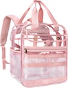 Clear Heavy Duty PVC Transparent Rucksack, große praktische Multi-Pockets für Arbeit, Reisen (Pink)