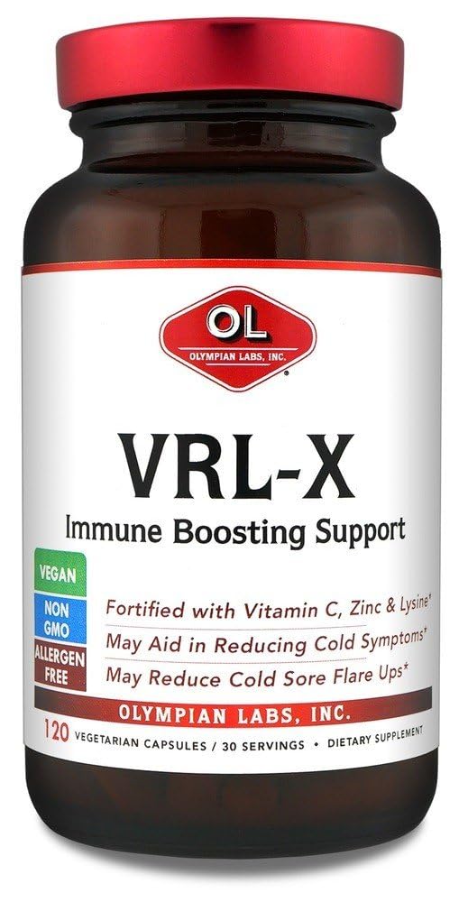 Olympian Labs VRL-X Advanced Immune Support, Vitamin C, Zink & Lysin, May Aid in Cold Sore Relief, 120 Kapseln