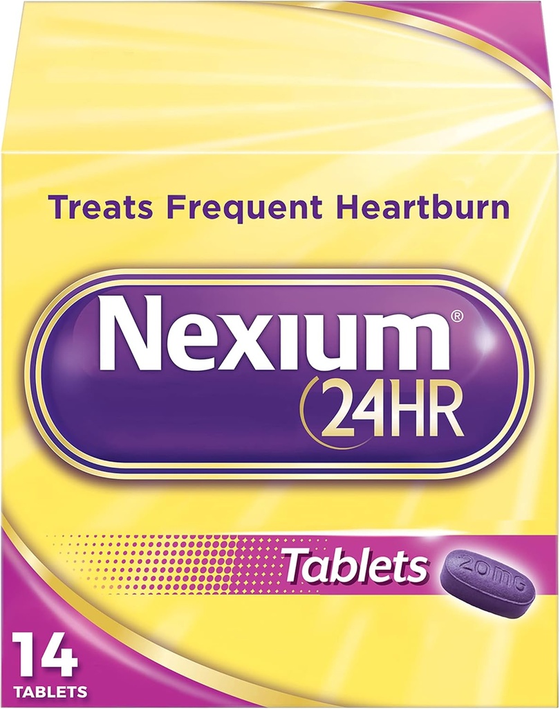 Nexium 24HR Delayed Release Heartburn Relief Tablets, Esomeprazole Magnesium Acid Riduttore, 20 mg, 14 conte