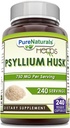 Pure Naturals Psyllium Husk Supplement | 750 Mg Pro Servieren | 240 Veggie Kapseln | Non-GMO | Gluten-Free | Made in USA