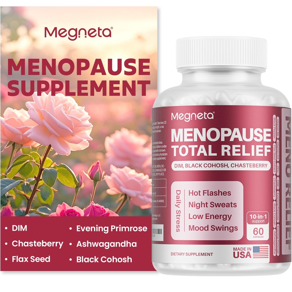 Menopause Ergänzungen für Frauen, Unterstützung Hot Flashes & Nacht Sweats, mit Black Cohosh, DIM & Evening Primrose, Hormonal Balance & Mood Unterstützung – 60 Kapseln