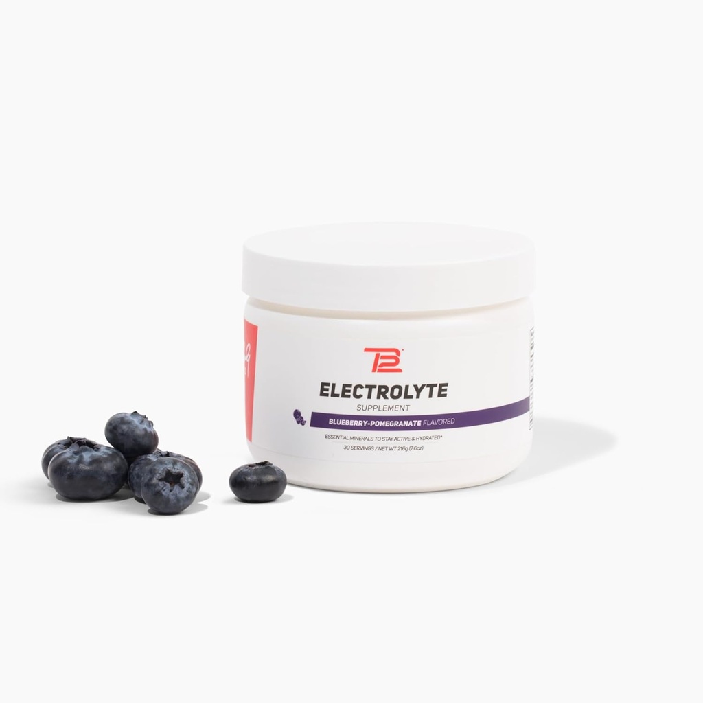 TB12 Elektrolytpulver Blueberry Pomegranate – Mineral-Rich Elektrolytpulver für schnelle Hydration von Tom Brady - Natürlich, Low Sugar, Vegan, Glutenfrei, einfach zu mischen - 30 Portionen (1 Jar)