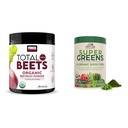 Fattore di Forza Beet Total Beets Organic Beetroot Powder and Country Farms Super Greens Bere Mix, 50 Superfood Organici, 20 Serve