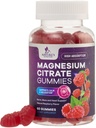 Supplément de Gummée de Citrate de Magnésium - Haute Absorption, Supplément de Gummée de Magnésium Vegan pour Adultes et Enfants, Suppléments de Gummée de Citrate de Magnésio pour Muscle, Nerve, Bone et Heart Support - 60 Gummées