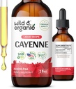 Wild & Organic Cayenne Pfeffer Tincture - Capsaicin Ergänzungen für Verdauungsunterstützung - Cayenne Pfeffer Extrakt Flüssigkeit - Vegan, Alkoholfreie Tropfen - 2 fl oz