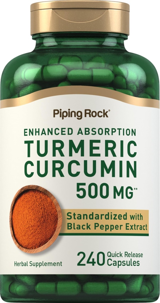 Supplemento 500 mg | 240 capsule | con pepe nero | Estratto complesso standardizzato | Non OGM, Gluten Free