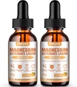 2 Pack 2000MG Supplément de gouttes liquides de glycine de magnésium pour les enfants et les adultes - fibre de cellulose, bromelain, vitamine B6, C, D, zinc - énergie, sommeil, clam, saveur d'ananas, 4 fl oz