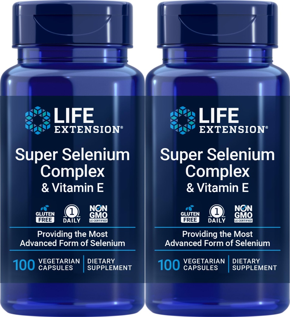 Life Extension Super Selenium Complex 200 mcg & Vitamin E, 100 Veg Caps (Pack von 2)