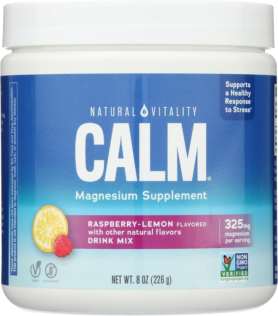 Natürliche Vitalität Calm, Magnesium Supplement, Anti-Stress-Getränk-Mischpulver, Original, Himbeer Zitronen - 8 Unze (Packaging Mai Vary)