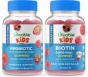 Lebensfähiger Sugar Free Probiotic + Prebiotic Fiber Kids + Biotin Kids, Gummis Bundle - Große Verkostung, Vitamin Supplement, Glutenfrei, GMO frei, Kaugummi