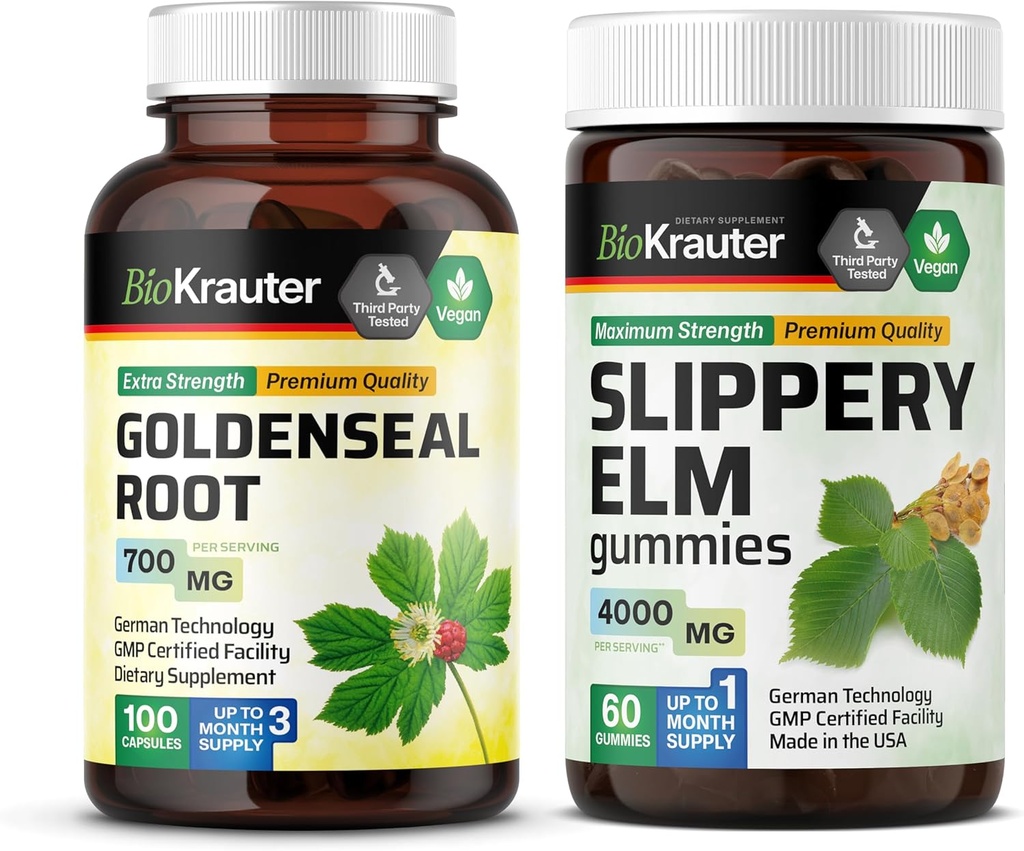 BIO KRAUTER Goldenseal 100 Kapseln & Slippery Elm 60 Gummi