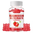 Magnesio Glycinate Gummies 1000mg con Magnesio L-Threonate,Chelated Magnesium Potassium Complex Supplement con VitD, B6, CoQ10, Calcio, Supporti per Memoria, Calma, Mood - 90 Gummies Fragola