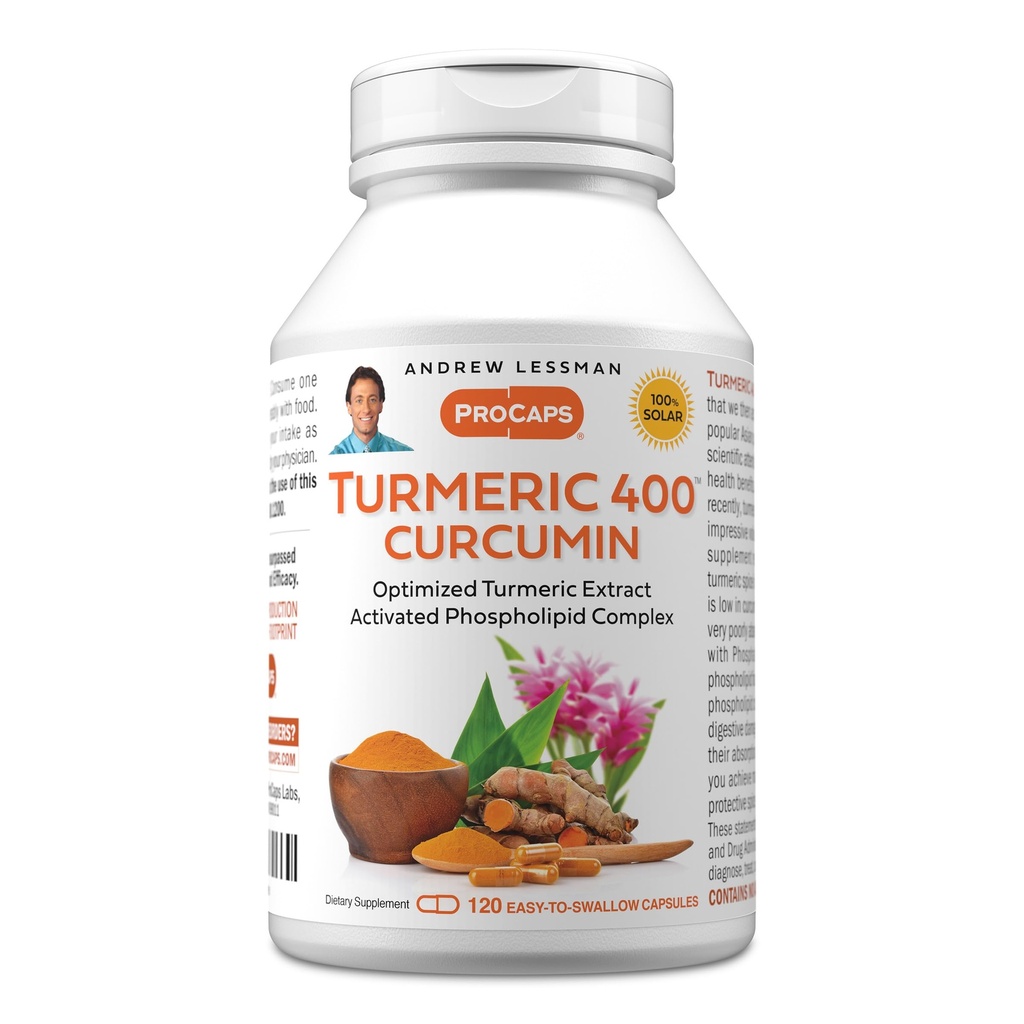 ANDREW LESSMAN Turmeric 400mg - 120 Kapseln - 95% Curcuminoide als Phospholipid-Komplex für Optimum Vorteile und Absorption, High Potency Standardized Extract, Small Easy to Swallow Capsules