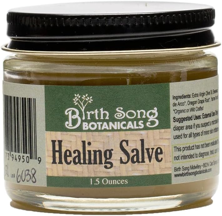Chanson de naissance Botaniques Herbal Healing Salve Premiers soins Onguent, Herbal Irritations cutanées Salve, 1.5oz Jar