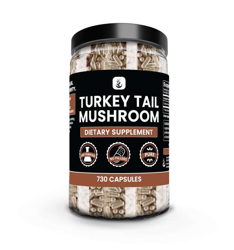 PURE ORIGINAL INGREDIENTS Türkei Tail Pilz (730 Kapseln) Kein Magnesium oder Reisfüller, Immer rein, Lab Verifiziert