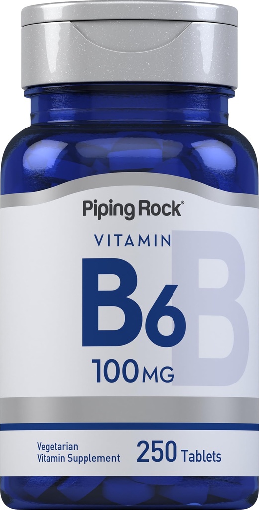Piping Rock Vitamin B-6 100mg Supplement | 250 Tabletten | als Pyridoxinhydrochlorid | Non-GMO & Vegeterian Formel