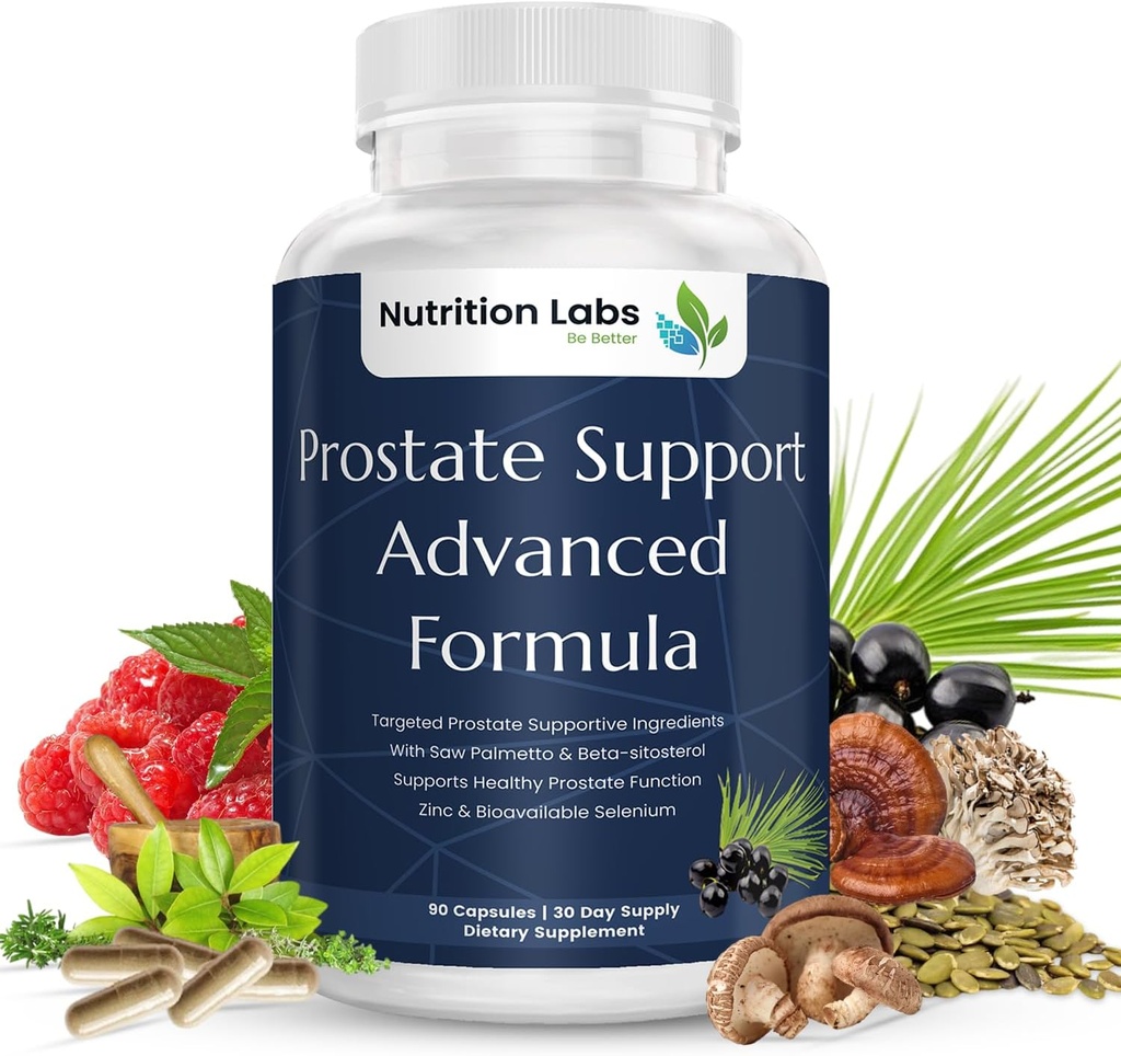 Prostate Health Support Kräuterergänzung für Männer mit Beta Sitosterol, Selen, Pygeum und Saw Palmetto Extrakt für Prostataunterstützung und häufige Urination - 90 CT