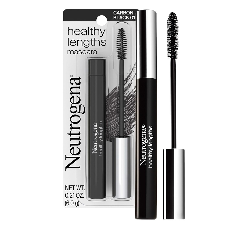 Neutrogena Healthy Lengths Mascara - with Vitamin E & Olive Oil, Lengthening Formula Extends the Look of Your Lashes up to 100% without Clumping, Flaking or Smudging, Carbon Black 0.21 oz