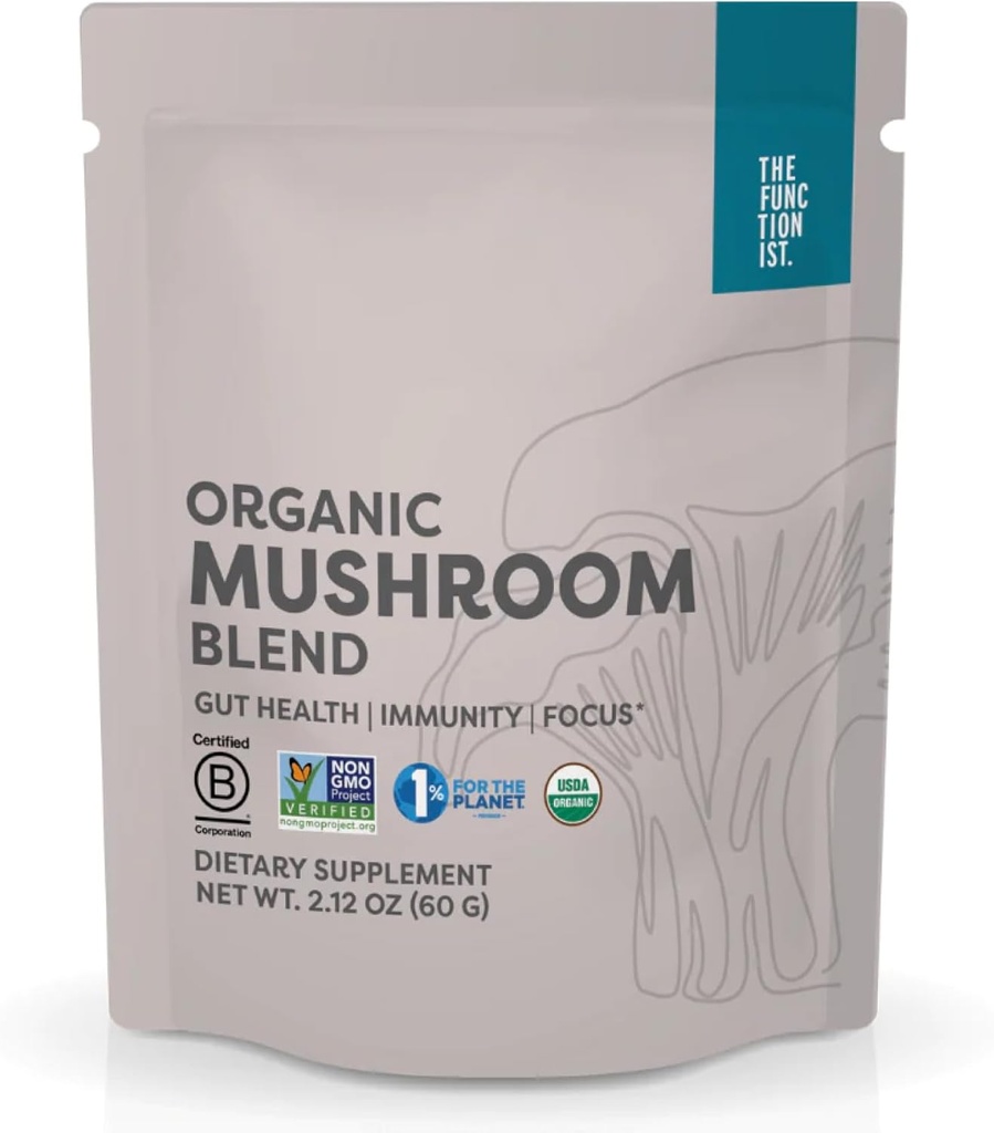 Il Functionist Organic Mushroom Blend | Organic Mushroom Supplement Powder | 10 Mushroom Mix | Potente Gut, Energy Mushroom Complex | Premium Mushroom Drink Powder - Vegan, Kosher, 2.12 Oz
