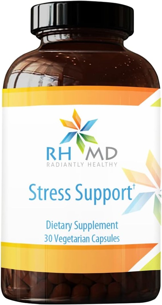 RHMD Stress Support - Triple Ashwagandha Root & Leaf Extract Adaptogenic Supplement - Non-GMO (30 Capsules)