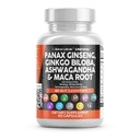 Clean Nutraceuticals Panax Ginseng Ginkgo Biloba Ashwagandha Maca Root - Focus Supplement Pills for Women and Men with Pine Bark Extract, Garlic, and Saw Palmetto - 60 Caps