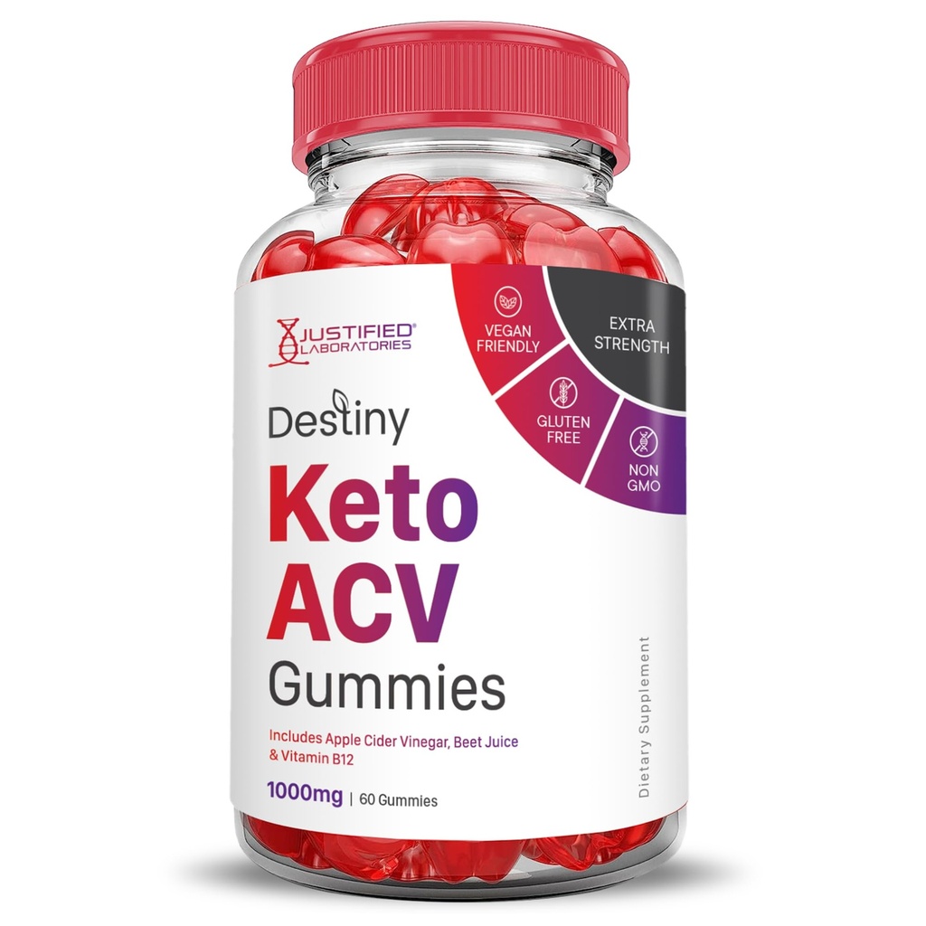 Justified Laboratories Destiny Keto ACV Gummies Advanced Formula 1000MG Destiny Keto Gummies Aceto di sidro di mele formulato con polvere di succo di barbabietola di melograno B12 Vegan Non GMO 60