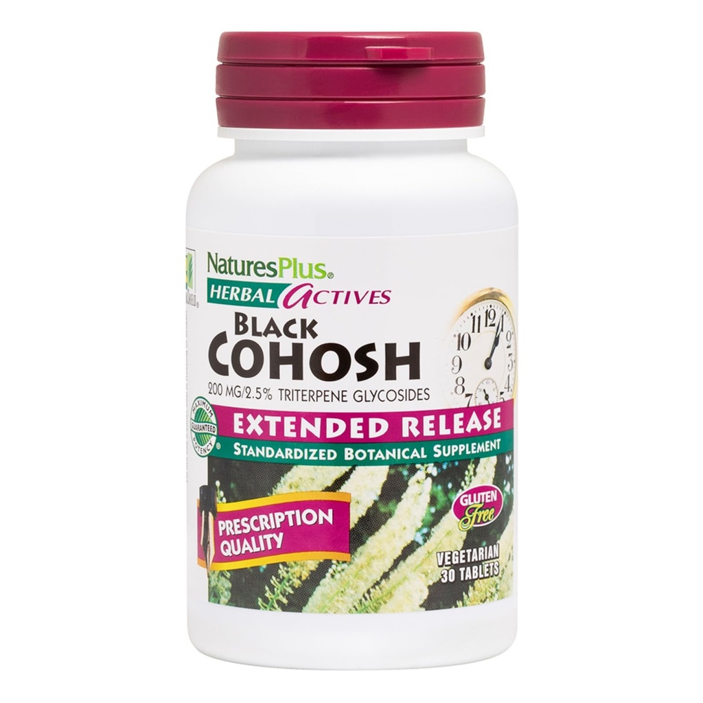 NaturesPlus Herbal Actives Black Cohosh - 30 comprimés - Soutien nutritionnel pour bien-être pendant la ménopause - Végétarien, sans gluten - 30 portions