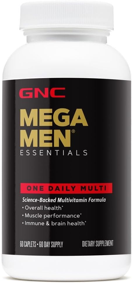 GNC Mega Men Essentials One Daily Multivitamin | Supporta la salute generale e le prestazioni muscolari | 60 Conte