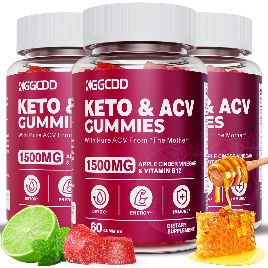 (3 Pack) Keto ACV Gummies Extreme 1500MG Keto Gummies Apfel Apfel Apfelessig Formuliert mit Granatapfel Rübensaft Pulver B12 Vegan Non GMO 180 Gummys