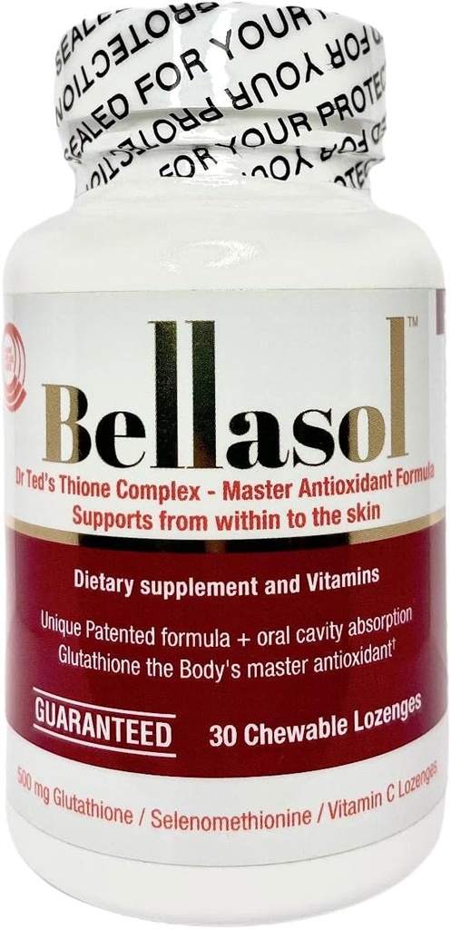 Bellasol Primo Glutathione Lozenges, Selenium, VIT C, D E e Grape Seed Integratore alimentare Aiuta la salute e la bellezza, Boost Immunity, Supporta Fatty Liver e Risveglio della pelle