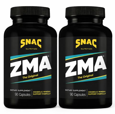 SNAC ZMA Die Original Erholung & Schlaf-Ergänzung, fördert Muskelrückgewinnung, Immununterstützung und Restauration Schlaf mit Zink, Magnesium & Vitamin B6, 180 Veggie Kapseln (2 Packung 90 Zähler)