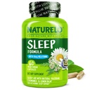 NATURELO Sleep Aid - con Melatonina, Magnesio, GABA, Radice Valeriana, Balmo di limone, Estratto di erbe di camomilla - Soccorso sonno basato sulle piante - 60 capsule vegane