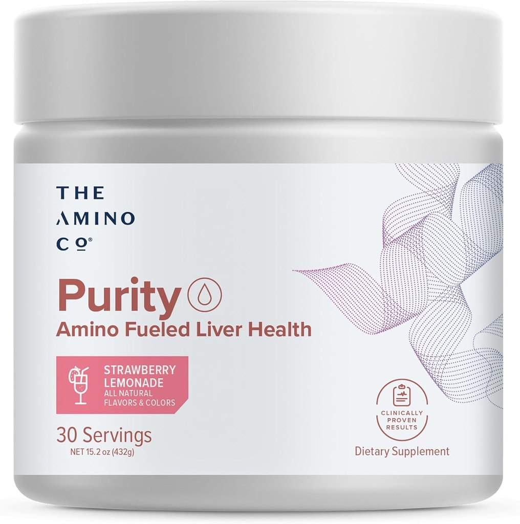 Le commandant d'Amino. Pureté - Supplément de soutien du foie avec les acides aminés essentiels pour le nettoyage du foie - Boost foie santé pour le soutien optimal du foie- Cimonade de fraise, 30 portions