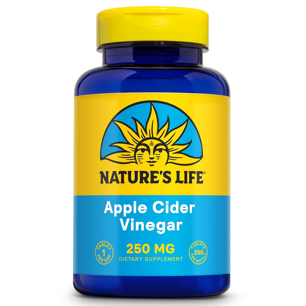 Nature's Life Apple Cider Essig 250mg | mit 87 mg Essigsäure (250 VegCaps)
