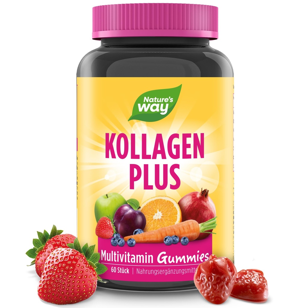 Nature's Way Alive! Haar, Haut und Nägel Premium-Gummi, Beauty-Formel*, mit Collagen, Biotin, Vitamine C & E, Erdbeer-Flamoured, 60 Gummie