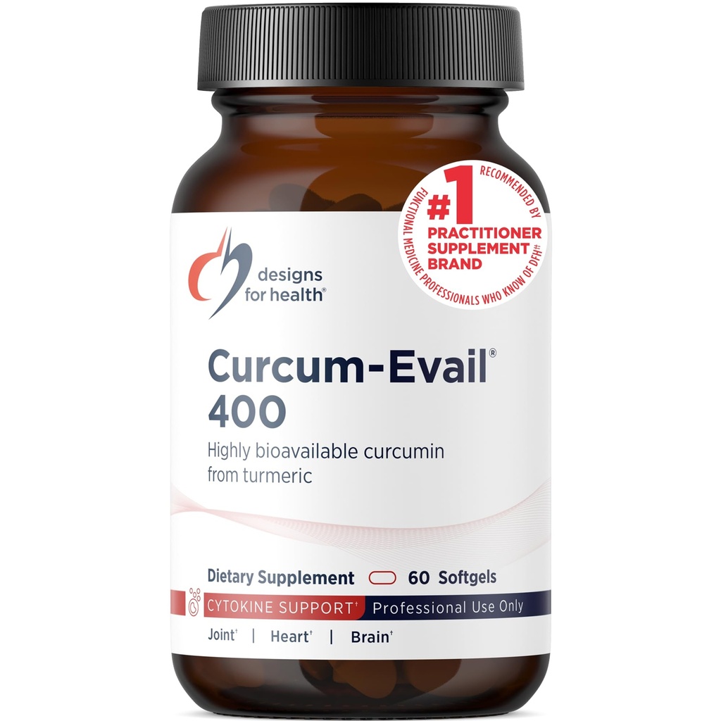 Designs für Health Curcum-Evail 400 - Bioverfügbare Kurkuma-Curcumin-Ergänzungen - Evail Emulsification Technology - Curcumin C3-Komplex mit Kurkumaöl + Vitamin E, Nicht-GVO (60 Softgels)