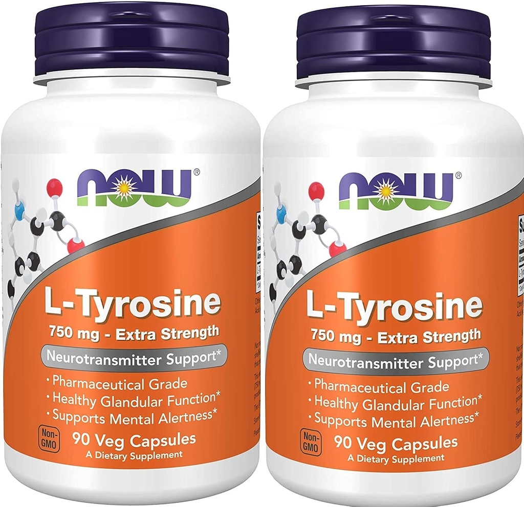 Jetzt Lebensmittel: L-Tyrosine Neurotransmitter Unterstützung 750 mg, 90 Caps (2 Packung)