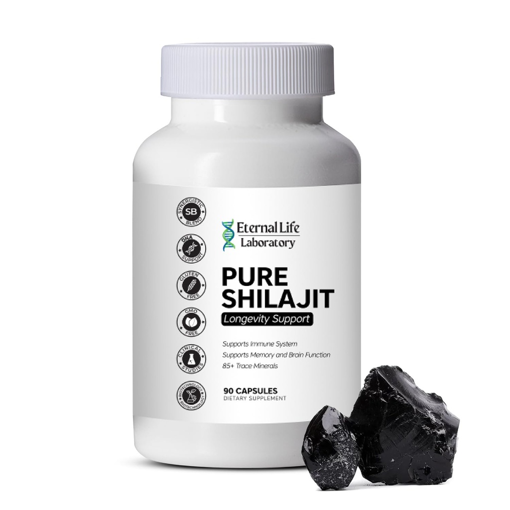 100% puro Shilajit, Shilajit organico dell'Himalaya per gli uomini e le donne, 85+ minerali del vassoio ricchi di acido Fulvic Shilajit supplemento per l'energia e il sistema immunitario 1000mg 90 Conte