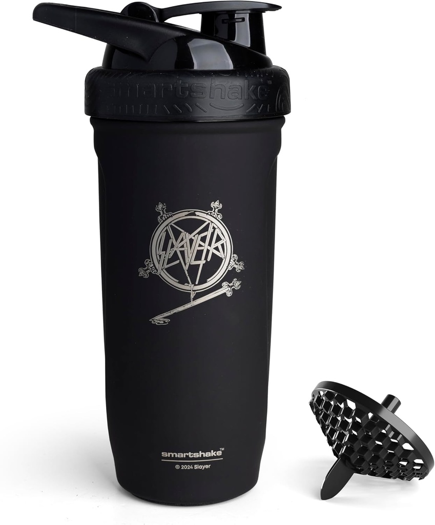 Smartshake Rockband Reforce en acier inoxydable Protein Shaker Bouteille 900 ml de 30 oz - Vis antidérapante - sans BPA - Non isolé – Unisexe (couche, Logo du Sud du Ciel)