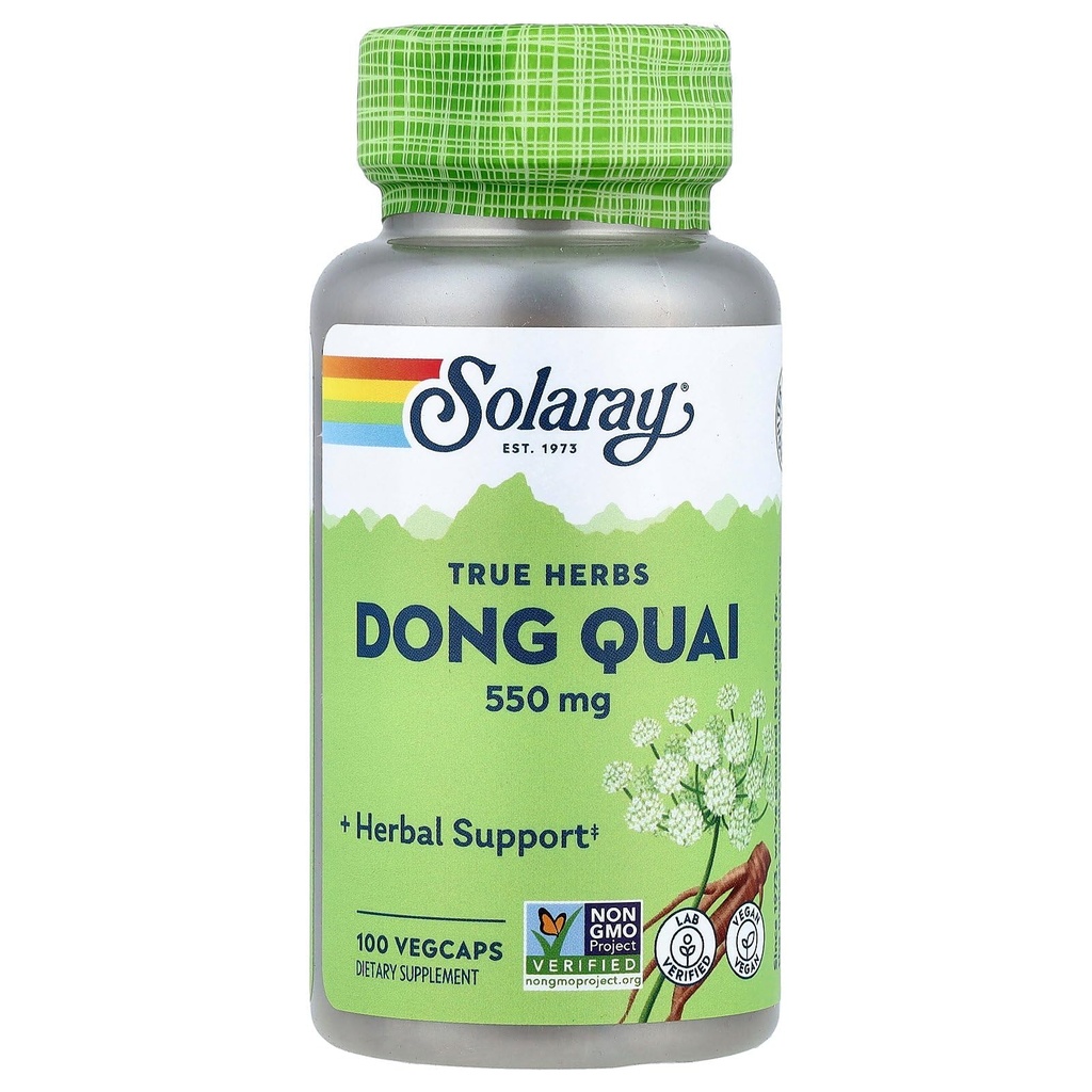 SOLARAY Dong Quai Root 550mg | Gesunde Menstruations- und Menopausalunterstützung | Womens Health Supplement | Whole Root | Non-GMO, Vegan & Lab Verified | 100ct