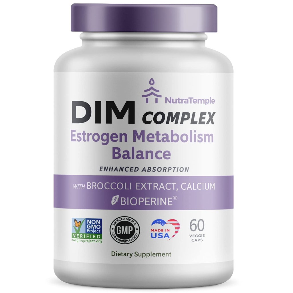 Dim Supplement [Verbesserte Absorption mit Bioperin, Brocolli, Calcium] Diindolylmethan Hormonal Balance für Frauen und Männer, Estrogen Stoffwechsel, Menopause Unterstützung & Stress Relief Pillen