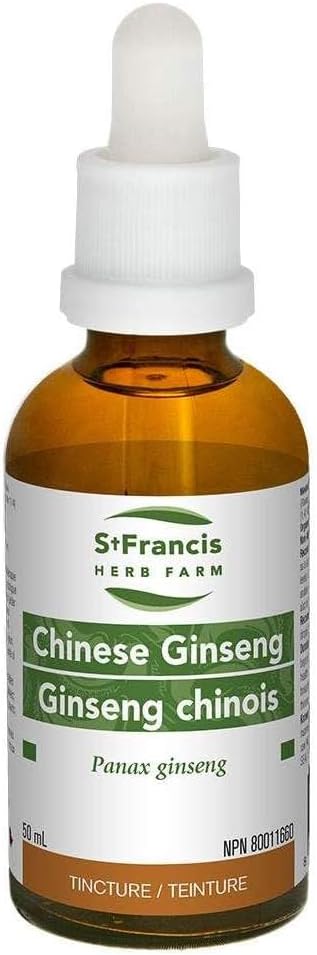 St Francis Herb Farm - Chinesischer Ginseng (Panax Ginseng, Wurzel) Certified Organic Herbal Tincture Extract – traditionell in der Kräutermedizin als unterstützende Therapie für die Förderung gesunder