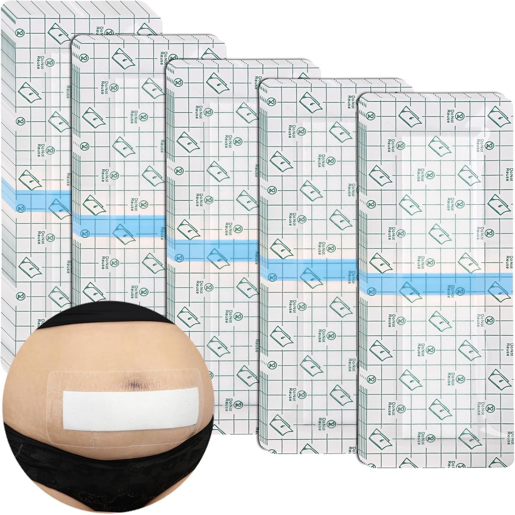 C-Sezione impermeabile incisione addominale Bandages post Hysterectomy Tummy Tuck doccia Protezione antiscivolo con protettore Pad Patches Island Dressing Taps Large Wound Care Forniture 4x10 Confezione da 14
